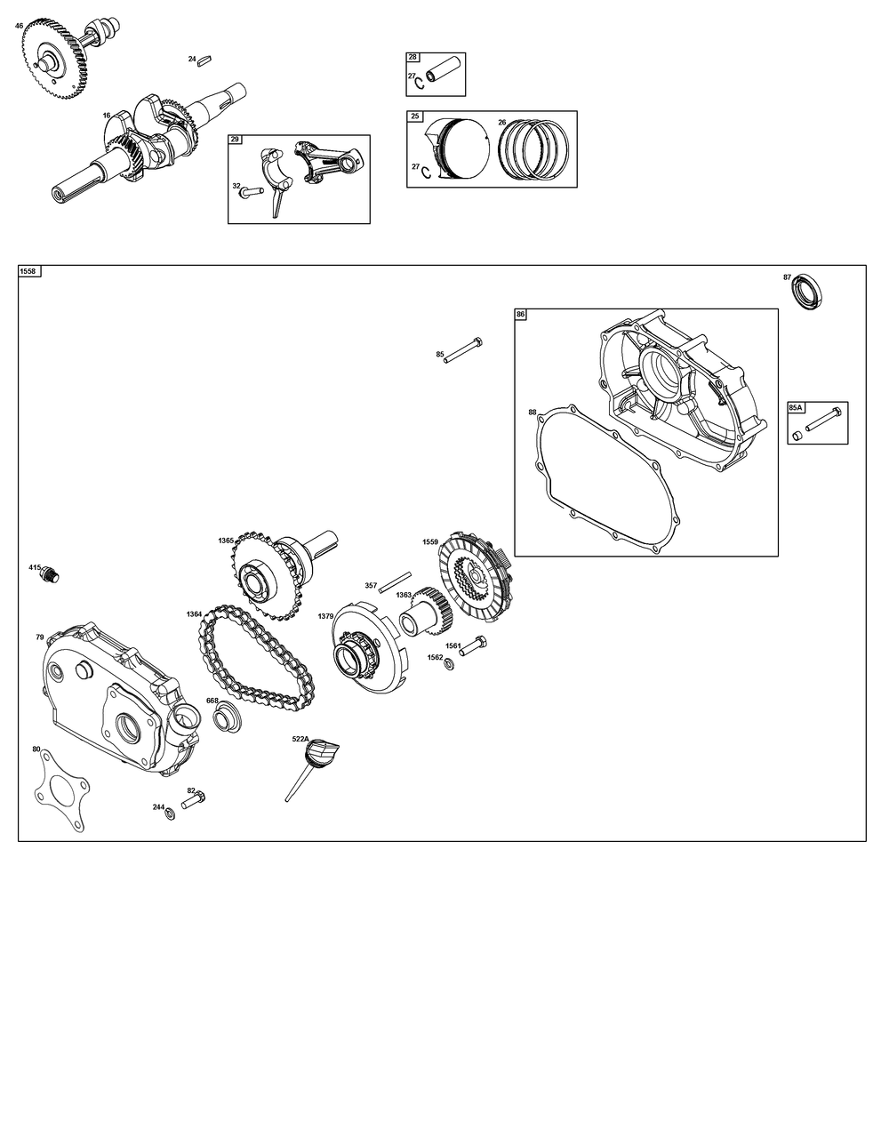 Crankshaft Group Diagram and Parts List for 10V362-0031-F1 100000 - 19Z999 Briggs and Stratton Engine